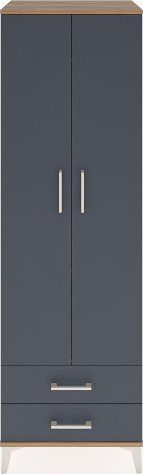 Hyperion Dolap 2 Raflı 2 Çekmeceli Tek Askılı 60x44x195 Çam-Antrasit