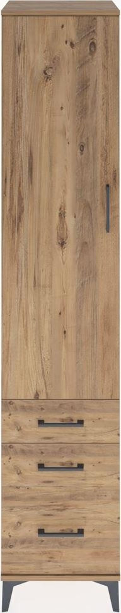 Hyperion Dolap 4 Raflı 3 Çekmeceli Tek Kapaklı 44x44x221 Çam-Çam