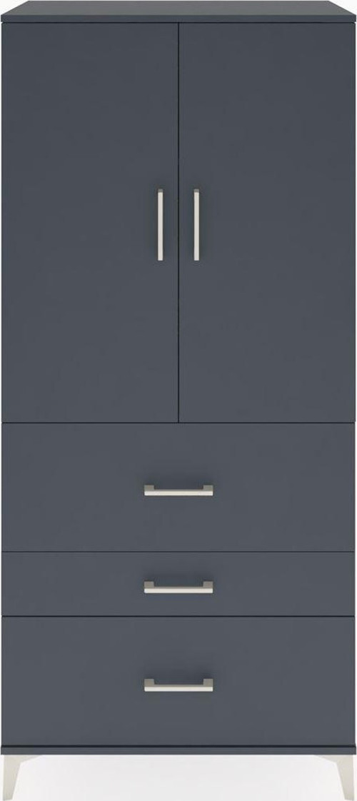 Hyperion Dolap 3 Raflı 3 Çekmeceli 2 Kapaklı 88x44x195 Antrasit-Antrasit