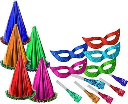 100 Adet Yılbaşı Parti Seti Kotyon Set Parti Şapkası Parti Düdüğü Parti Maskesi 3Lü Full Parti Seti