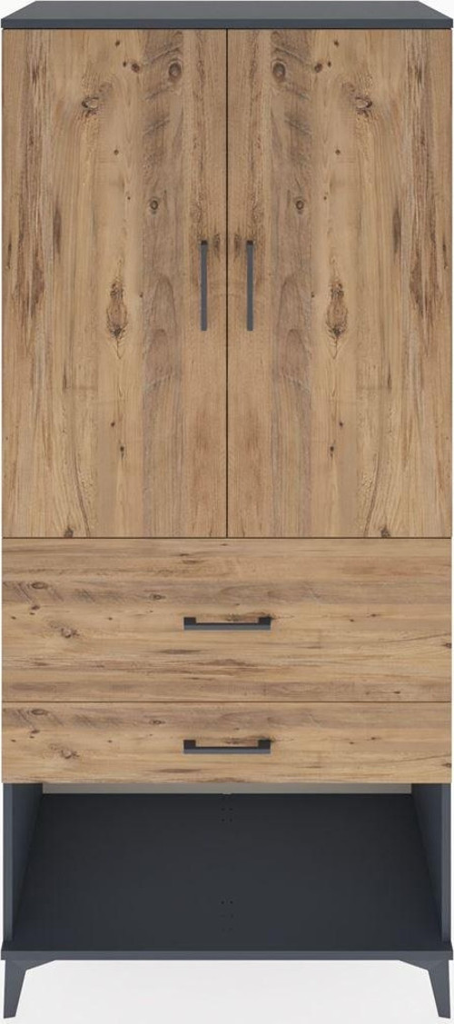 Hyperion Dolap 3 Raflı 2 Çekmeceli 2 Kapaklı 88x44x195 Antrasit-Çam
