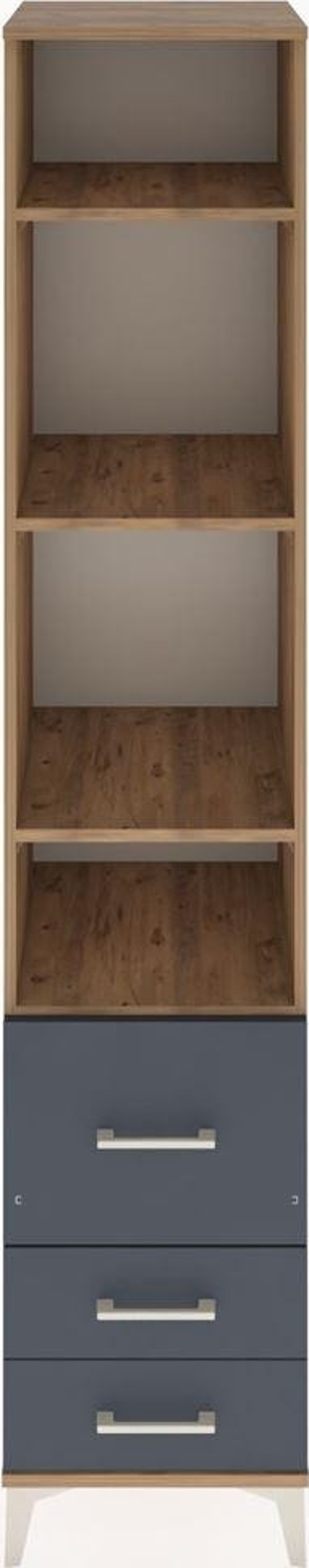 Hyperion Dolap 4 Raflı 3 Çekmeceli 44x44x221 Çam-Antrasit