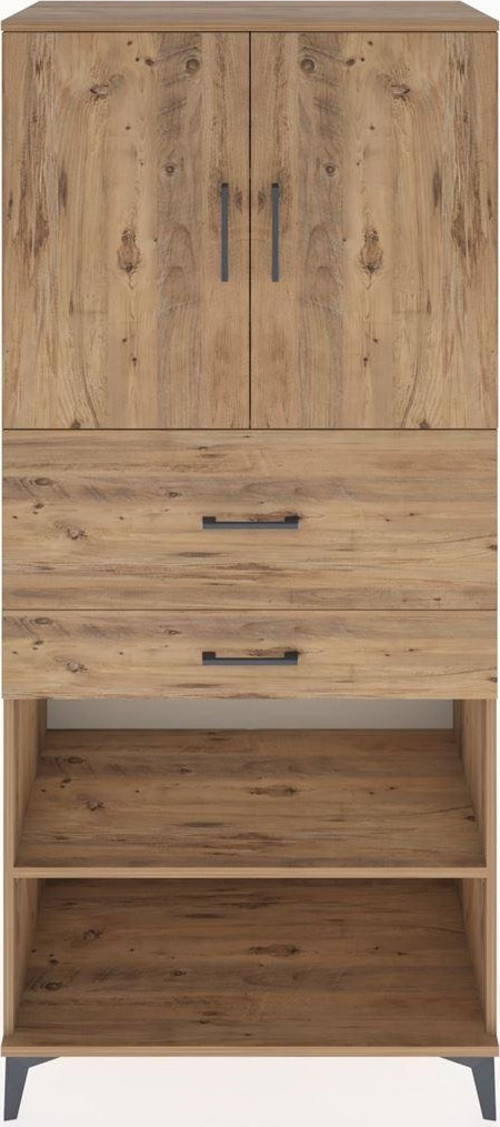 Hyperion Dolap 4 Raflı 2 Çekmeceli 2 Kapaklı 88x44x195 Çam-Çam