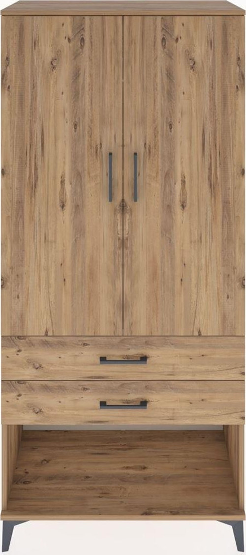 Hyperion Dolap 4 Raflı 2 Çekmeceli 2 Kapaklı 88x44x195 Çam-Çam