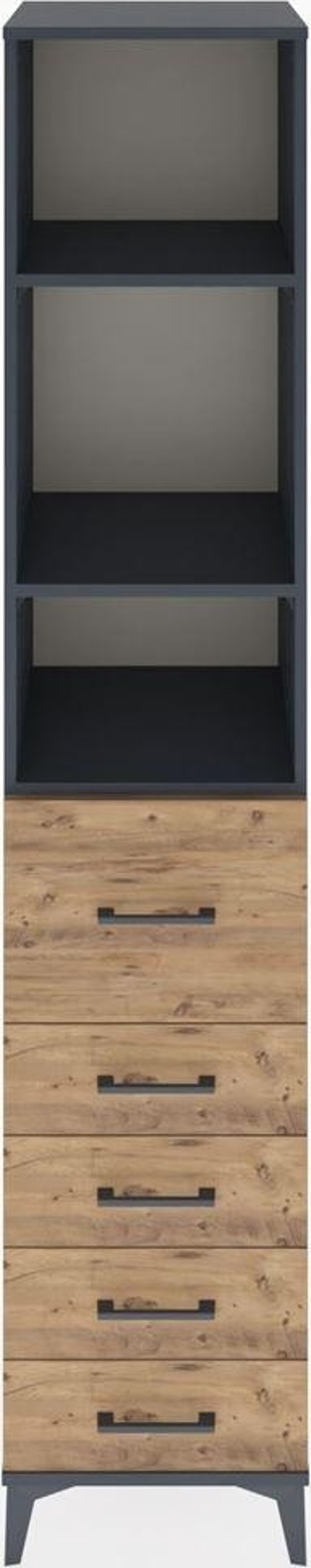 Hyperion Dolap 3 Raflı 5 Çekmeceli 44x44x221 Antrasit-Çam