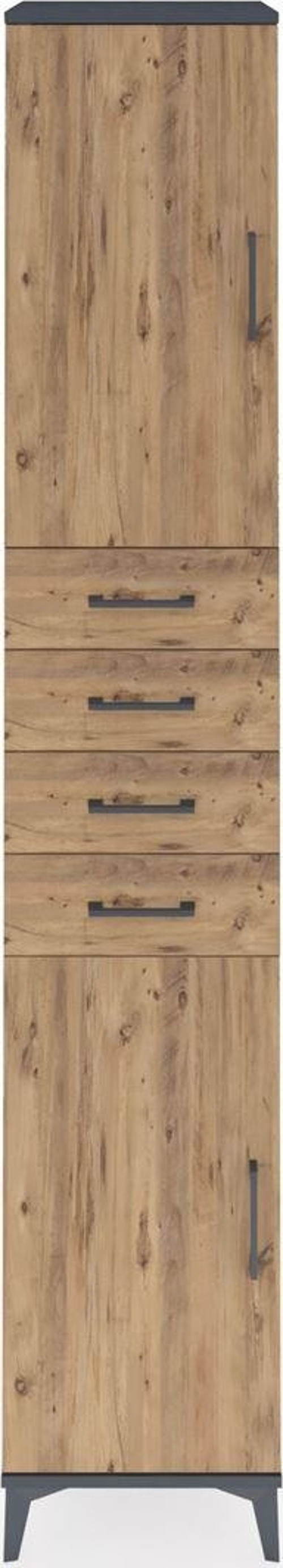 Hyperion Dolap 4 Raflı 4 Çekmeceli 2 Kapaklı 44 x 44 x 243 cm Antrasit - Çam