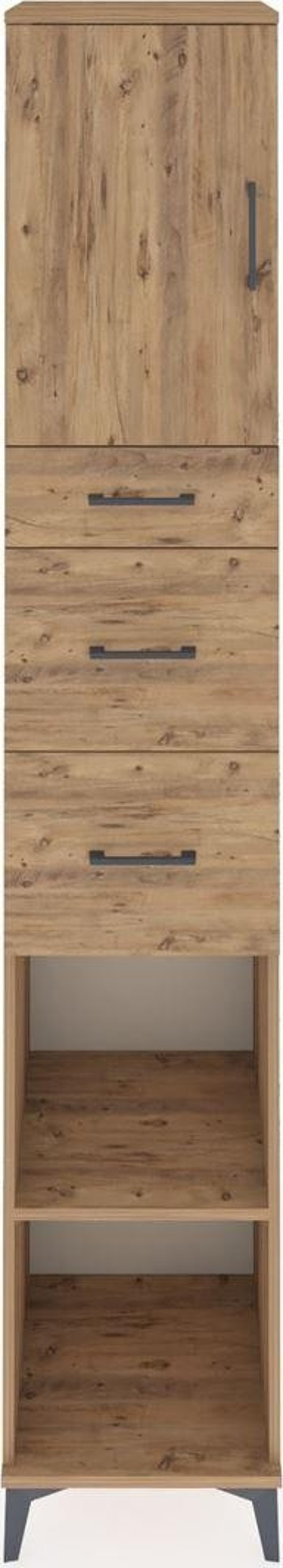 Hyperion Dolap 3 Raflı 3 Çekmeceli Tek Kapaklı 44x44x243 Çam-Çam