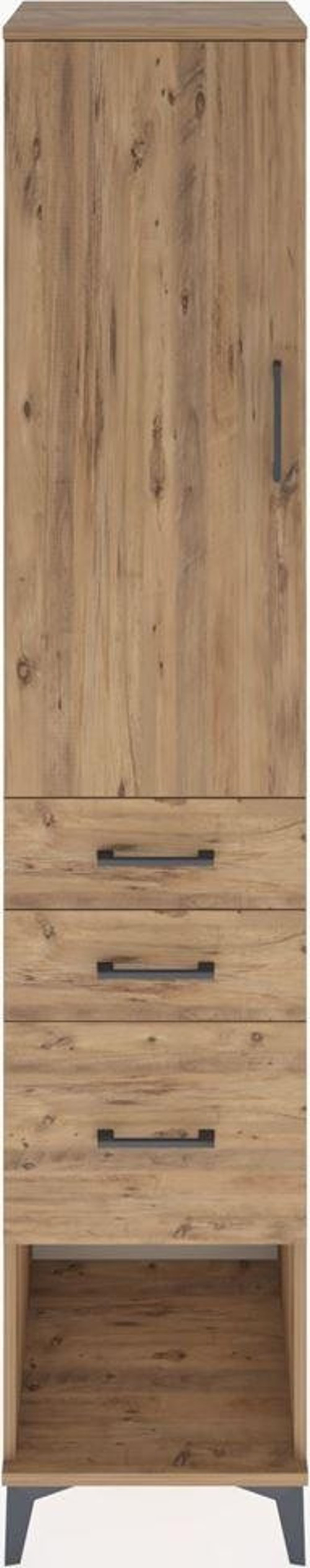 Hyperion Dolap 3 Raflı 3 Çekmeceli Tek Kapaklı 44x44x221 Çam-Çam