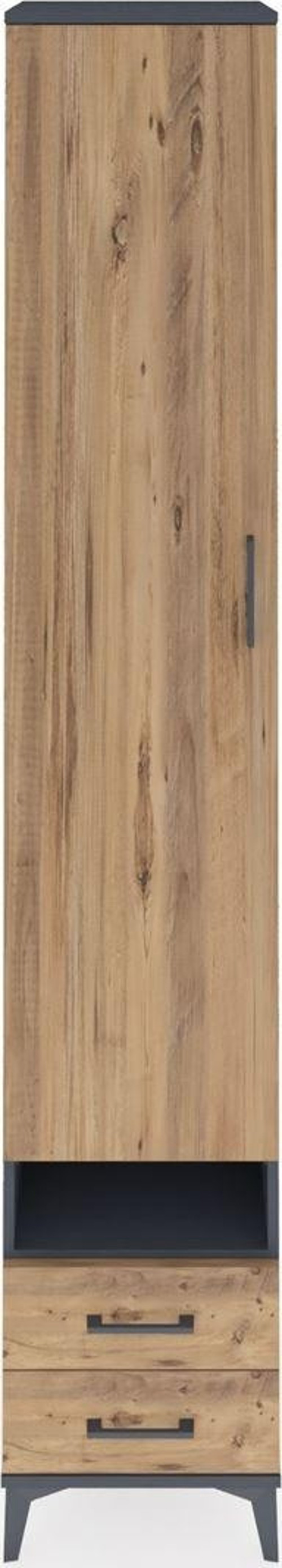 Hyperion Dolap 4 Raflı 2 Çekmeceli Tek Askılı 44x44x243 Antrasit-Çam