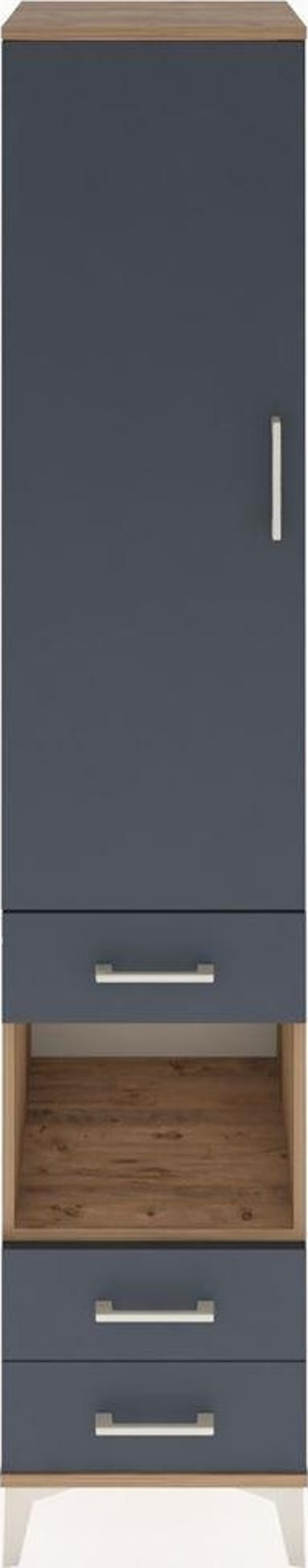 Hyperion Dolap 4 Raflı 3 Çekmeceli Tek Kapaklı 44x44x221 Çam-Antrasit