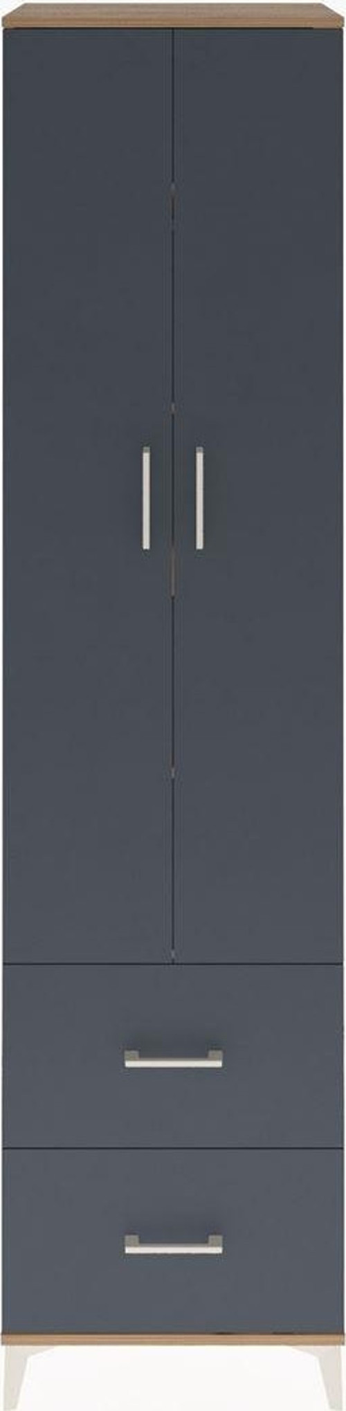 Hyperion Dolap 5 Raflı 2 Çekmeceli 2 Kapaklı 60x44x243 Çam-Antrasit
