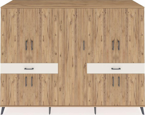 Kronos Dolap 12 Raflı 2 Çekmeceli 8 Kapaklı 220 x 59 x 163 cm Çam - Çam - Aytaşı