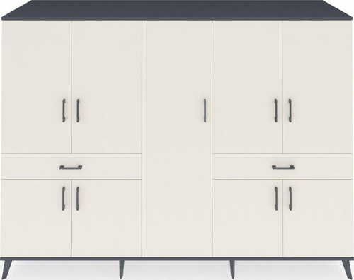 Kronos Dolap 12 Raflı 2 Çekmeceli 8 Kapaklı 220 x 59 x 163 cm Antrasit - Aytaşı