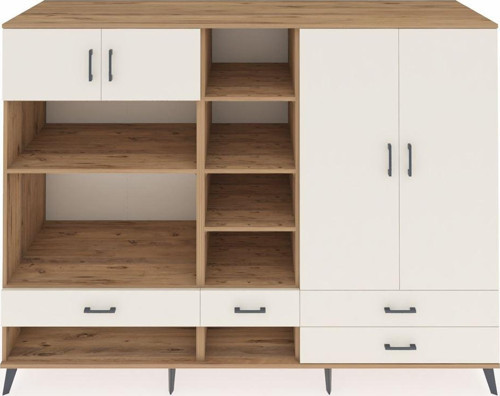 Kronos Dolap 12 Raflı 4 Çekmeceli 4 Kapaklı 220 x 59 x 163 cm Çam - Aytaşı