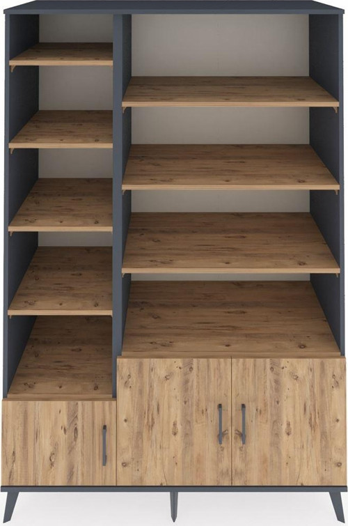 Kronos Dolap 10 Raflı 3 Kapaklı 132 x 59 x 195 cm Antrasit - Çam - Çam