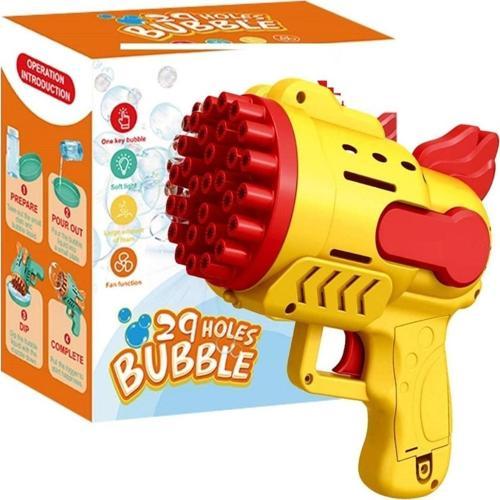 Led Light 29 Holes Bubbles Gun 29 Delikli Çoklu Köpük Atan Tabanca Sarı Köpük Tabancası Pilli