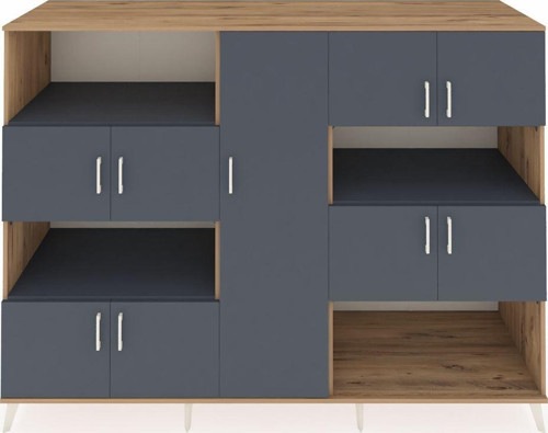 Kronos Dolap 10 Raflı 9 Kapaklı 220 x 59 x 163 cm Çam - Antrasit