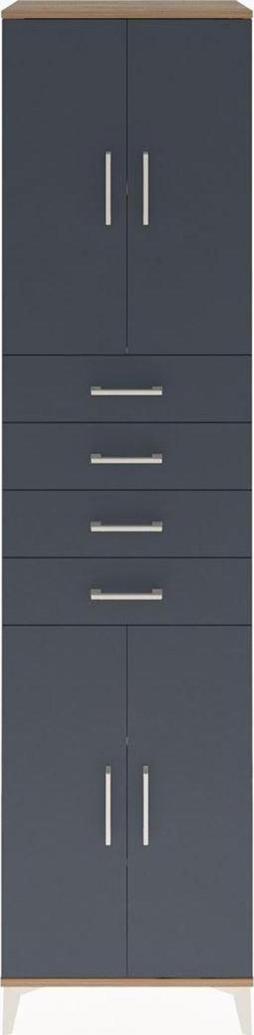 Hyperion Dolap 4 Raflı 4 Çekmeceli 4 Kapaklı 60x44x243 Çam-Antrasit