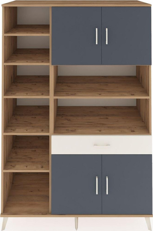 Kronos Dolap 10 Raflı 1 Çekmeceli 4 Kapaklı 132 x 59 x 195 cm Çam - Antrasit - Aytaşı