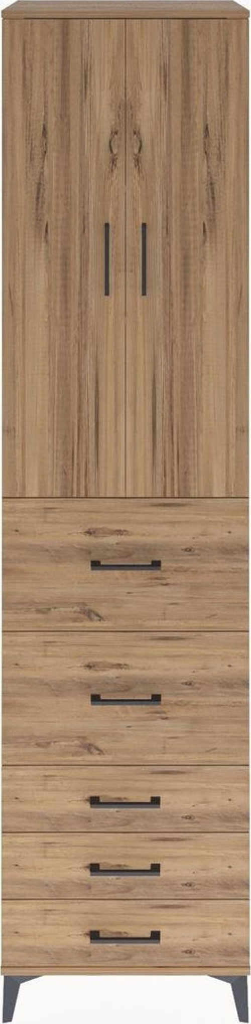 Hyperion Dolap 3 Raflı 5 Çekmeceli 2 Kapaklı 60x44x243 Çam-Çam