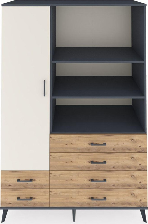 Kronos Dolap 7 Raflı 6 Çekmeceli 1 Kapaklı 132 x 59 x 195 cm Antrasit - Aytaşı - Çam