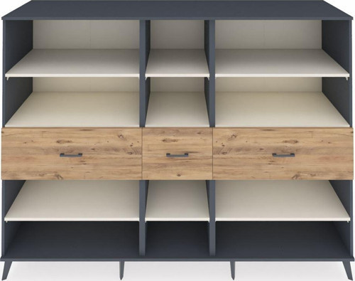 Kronos Dolap 9 Raflı 3 Çekmeceli 220 x 59 x 163 cm Antrasit - Aytaşı - Çam