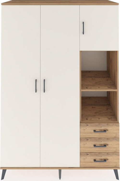 Kronos Dolap 5 Raflı 3 Çekmeceli 1 Askılı 132 x 59 x 195 cm Çam - Aytaşı - Çam