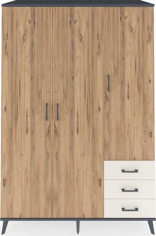 Kronos Dolap 6 Raflı 3 Çekmeceli 1 Askılı 132 x 59 x 195 cm Antrasit - Çam - Aytaşı