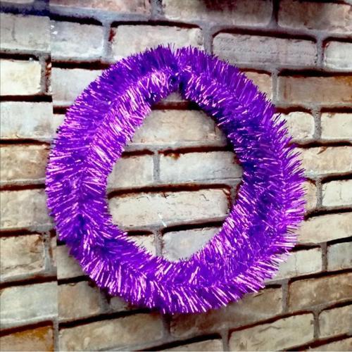 Pilli Gün Işığı Led Işıklı Garland 5 Metre Led Işıklı Parlak Metalik Mor Çam Dalı Işıklı Mor Garland