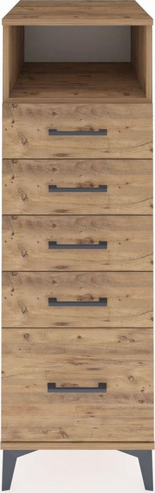 Kronos Dolap Tek Raflı 5 Çekmeceli 44x59x134 Çam-Çam