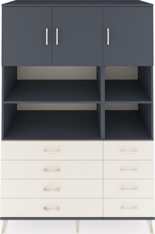 Kronos Dolap 8 Raflı 8 Çekmeceli 3 Kapaklı 132 x 59 x 195 cm Antrasit - Antrasit - Aytaşı