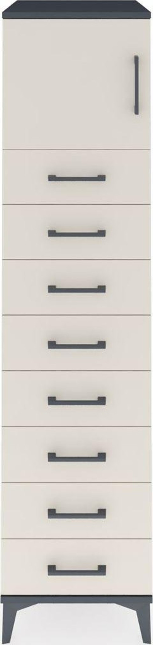 Kronos Dolap 1 Raflı 8 Çekmeceli 1 Kapaklı 44 x 59 x 182 cm Antrasit - Aytaşı