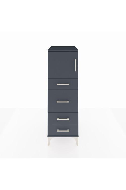 Kronos Dolap Tek Raflı 4 Çekmeceli Tek Kapaklı 44x59x134 Antrasit-Antrasit