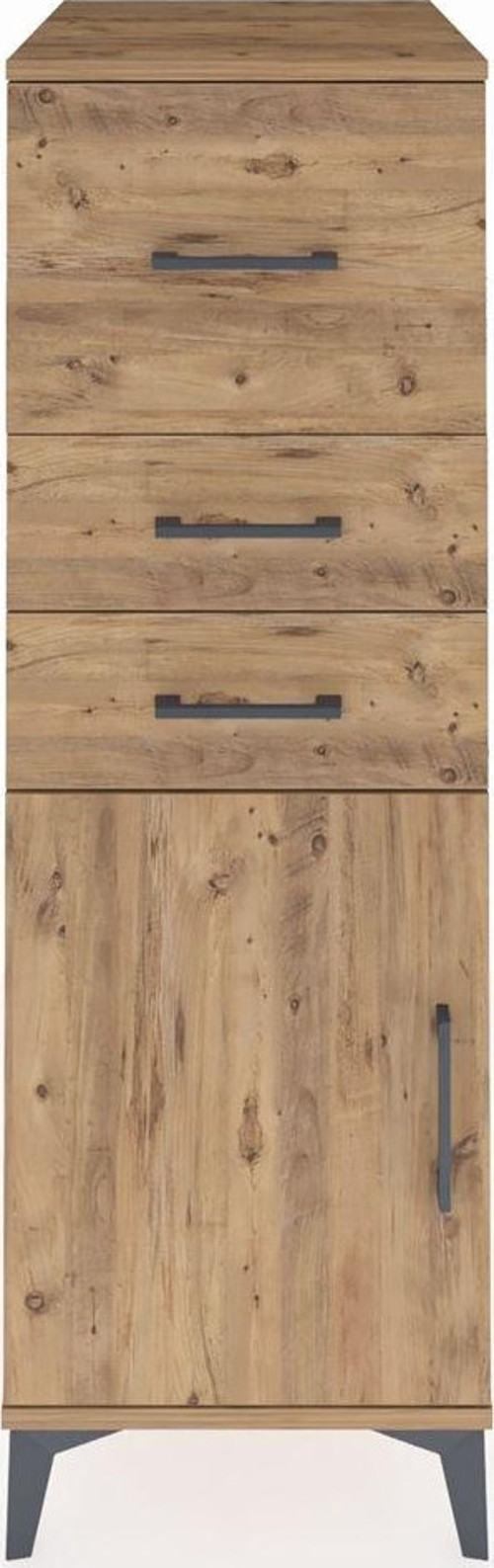 Kronos Dolap Tek Raflı 3 Çekmeceli Tek Kapaklı 44x59x134 Çam-Çam