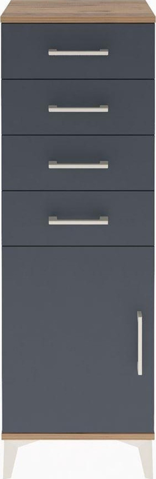 Arges Dolap Tek Raflı 4 Çekmeceli Tek Kapaklı 44x30x134 Çam-Antrasit