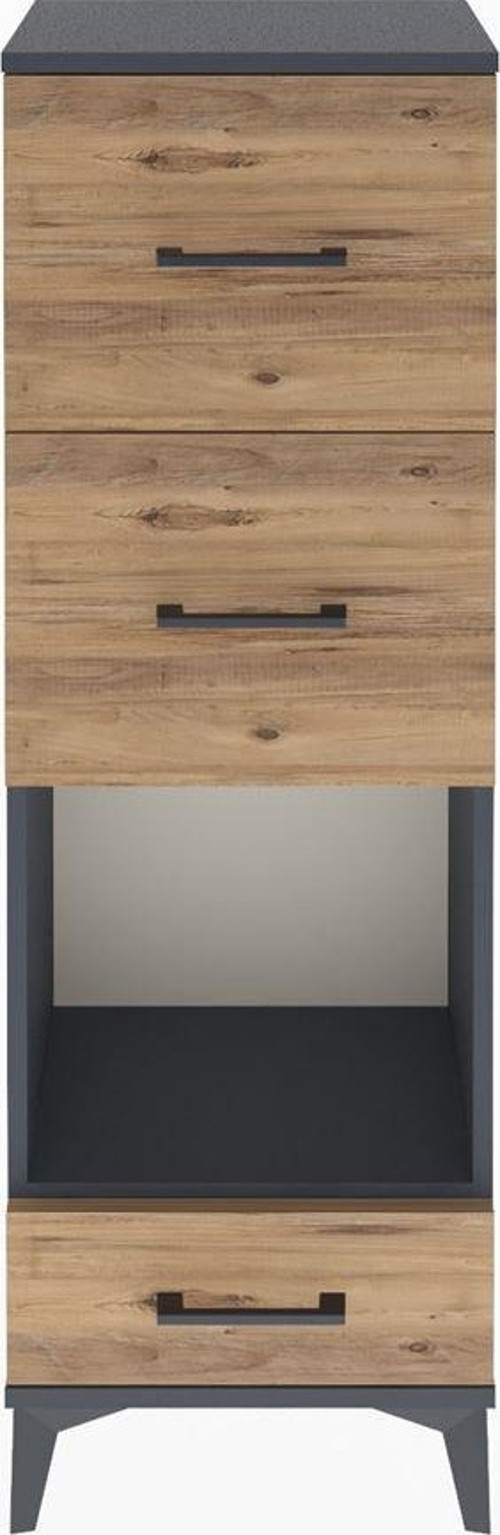 Arges Dolap Tek Raflı 3 Çekmeceli 44x30x134 Antrasit-Çam
