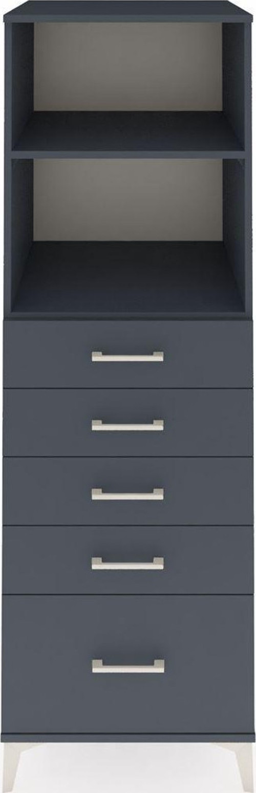 Kronos Dolap 2 Raflı 5 Çekmeceli 60 x 59 x 182 cm Antrasit - Antrasit