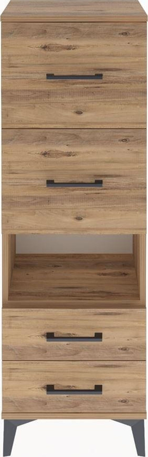 Arges Dolap Tek Raflı 4 Çekmeceli 44x30x134 Çam-Çam