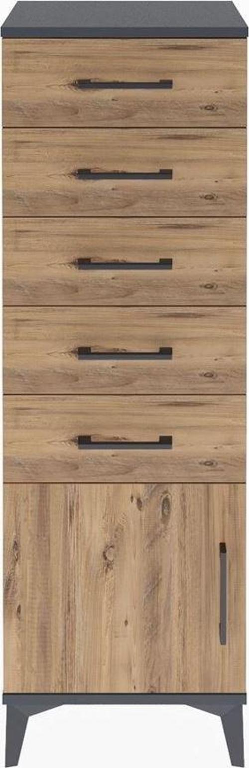 Arges Dolap 5 Çekmeceli 1 Kapaklı 44 x 30 x 134 cm Antrasit - Çam