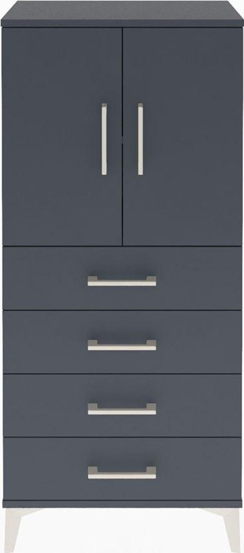 Arges Dolap 2 Raflı 4 Çekmeceli 2 Kapaklı 60x30x134 Antrasit-Antrasit