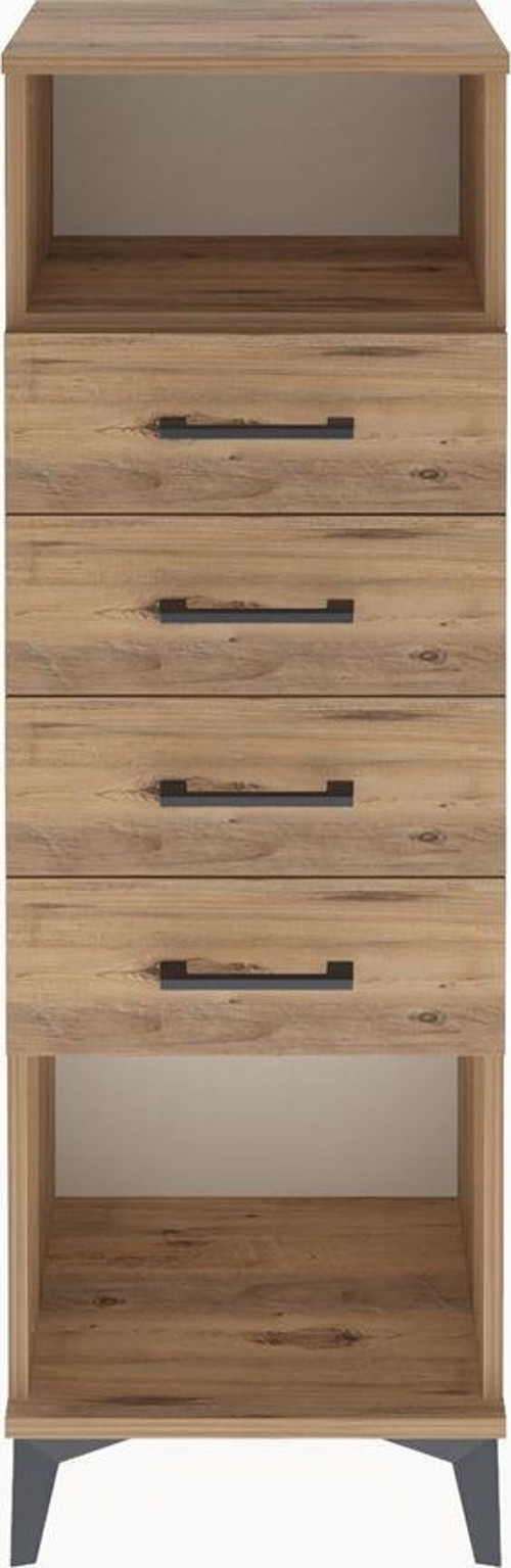 Arges Dolap Tek Raflı 4 Çekmeceli 44x30x134 Çam-Çam
