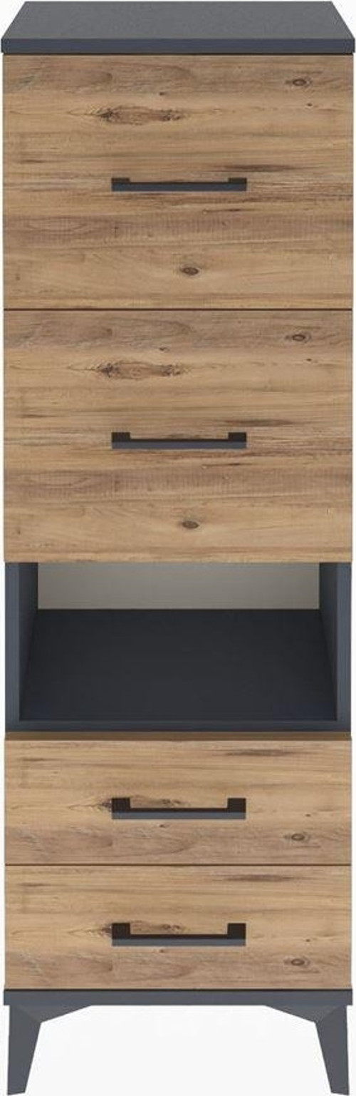 Arges Dolap Tek Raflı 4 Çekmeceli 44x30x134 Antrasit-Çam