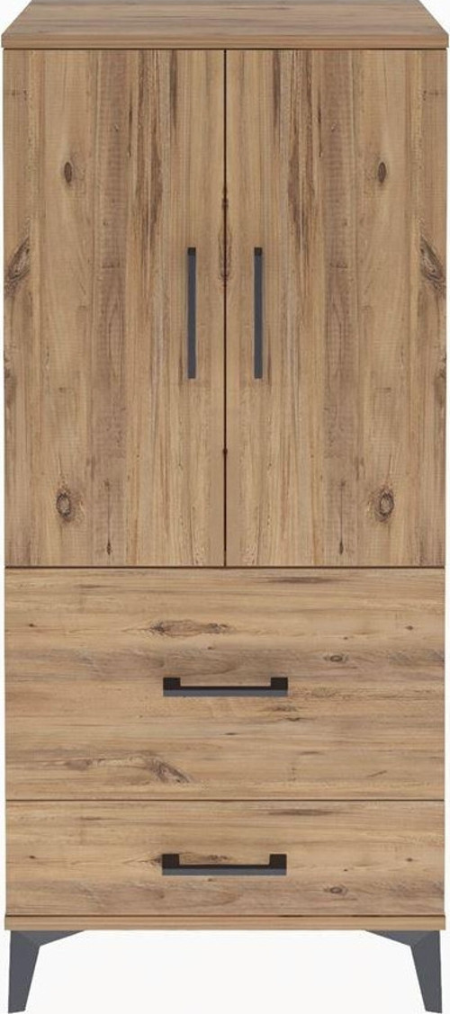 Arges Dolap Tek Raflı 2 Çekmeceli 2 Kapaklı 60x30x134 Çam-Çam