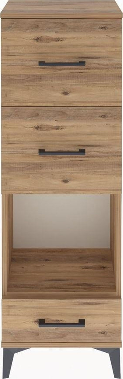 Arges Dolap Tek Raflı 3 Çekmeceli 44x30x134 Çam-Çam