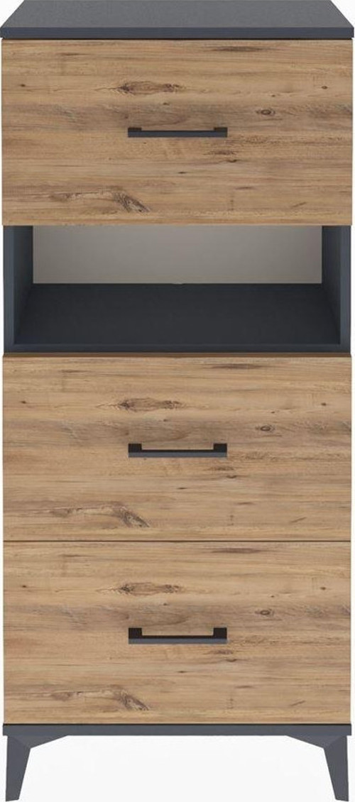 Arges Dolap Tek Raflı 3 Çekmeceli 60x30x134 Antrasit-Çam