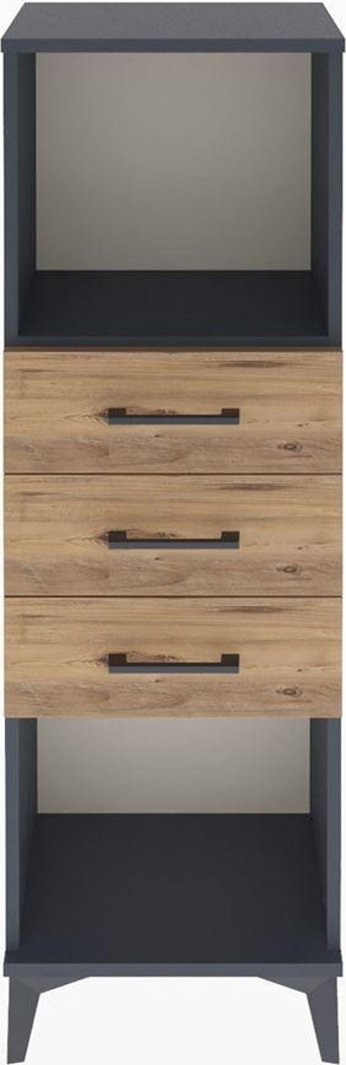 Arges Dolap Tek Raflı 3 Çekmeceli 44x30x134 Antrasit-Çam
