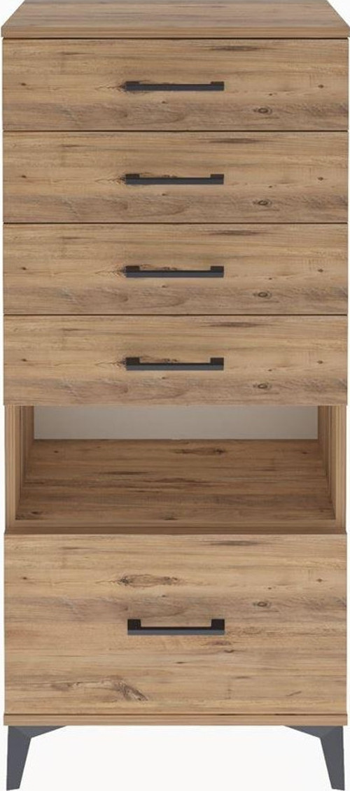 Arges Dolap Tek Raflı 5 Çekmeceli 60x30x134 Çam-Çam