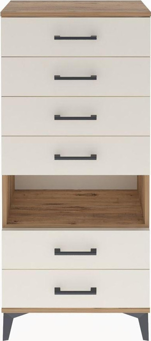 Arges Dolap Tek Raflı 6 Çekmeceli 60x30x134 Çam-Aytaşı