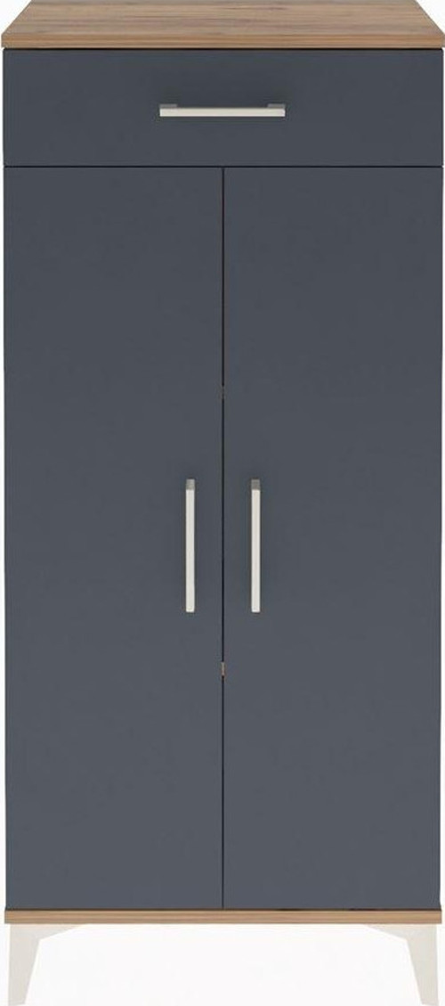 Arges Dolap 2 Raflı Tek Çekmeceli 2 Kapaklı 60x30x134 Çam-Antrasit