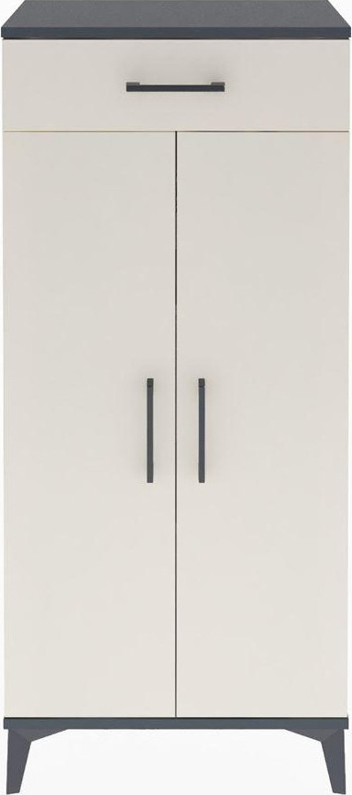 Arges Dolap 2 Raflı Tek Çekmeceli 2 Kapaklı 60x30x134 Antrasit-Aytaşı